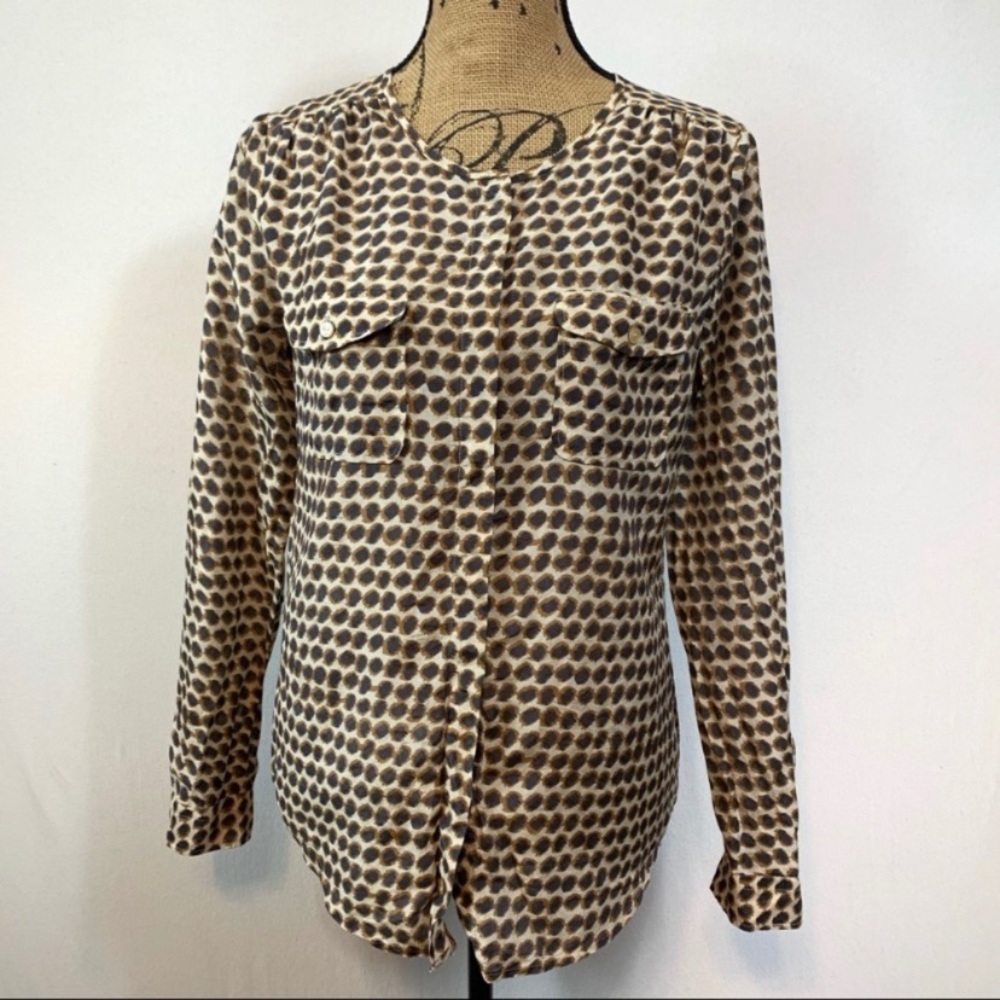 Loft Leopard Print Silk Blend Blouse Size Small